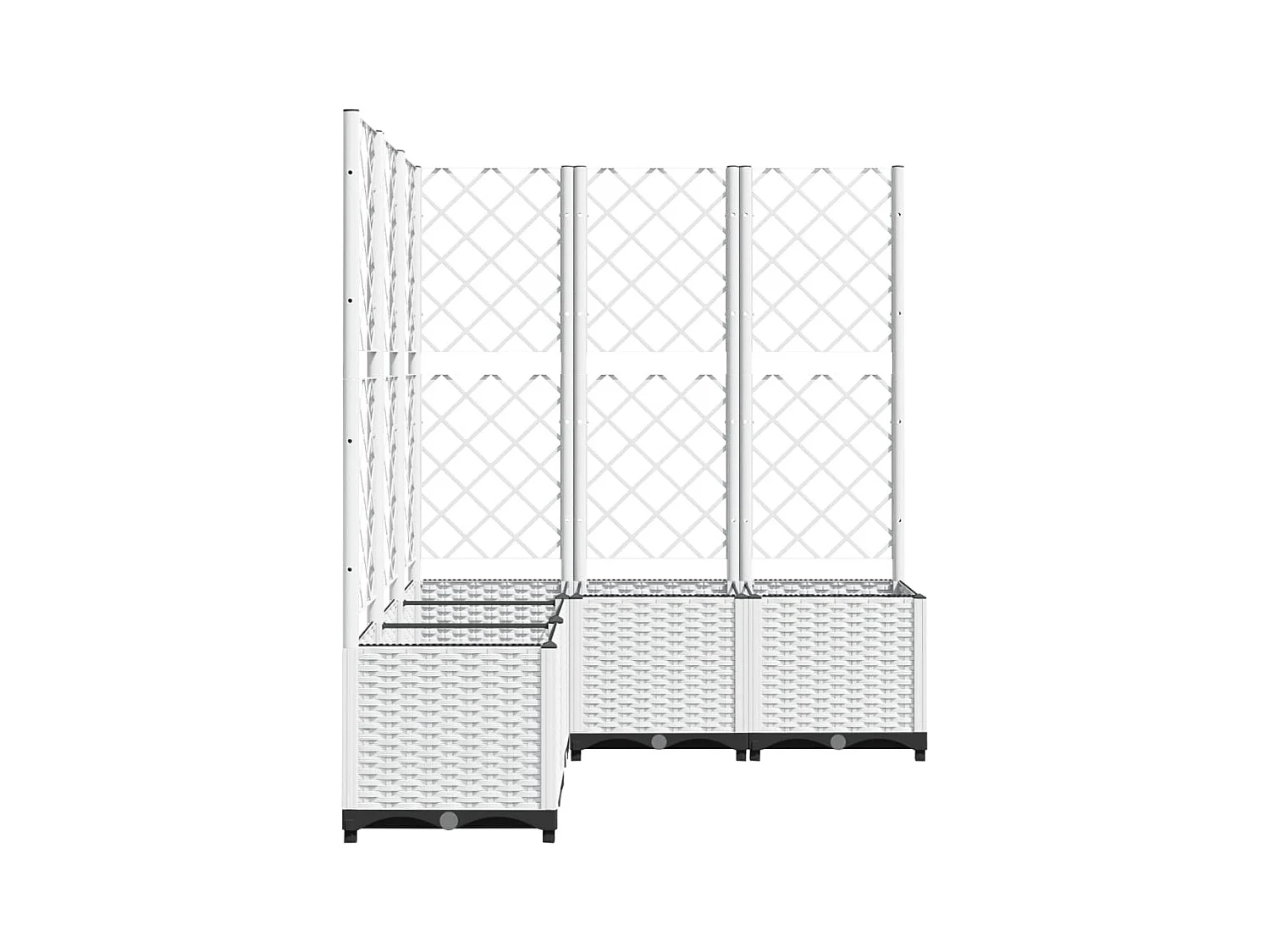 Fioriera rialzata per aiuola fioriera per terrazza giardino con traliccio 120 x 120 x 136 cm PP bianco 02_0038226