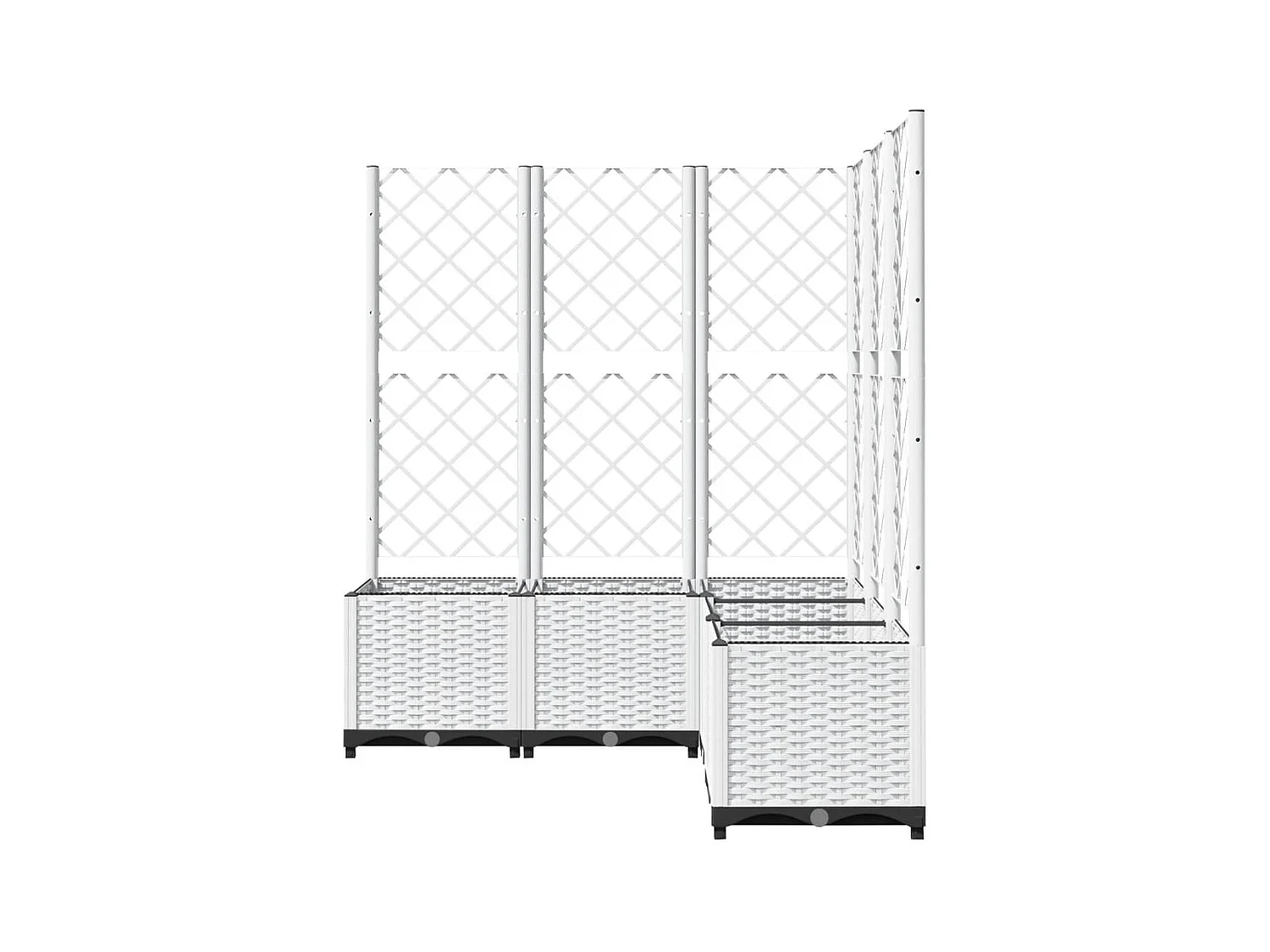 Fioriera rialzata per aiuola fioriera per terrazza giardino con traliccio 120 x 120 x 136 cm PP bianco 02_0038226