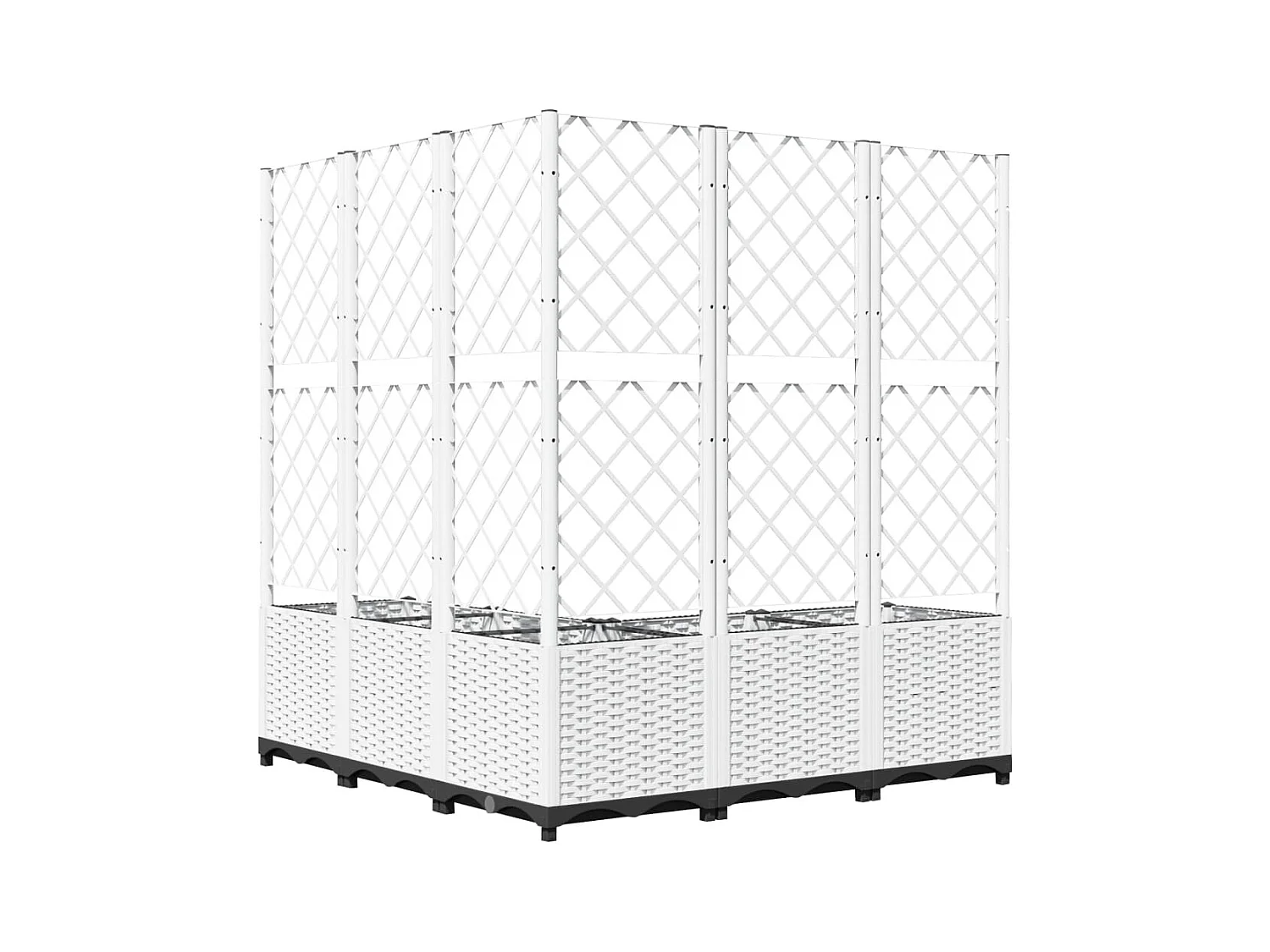 Fioriera rialzata per aiuola fioriera per terrazza giardino con traliccio 120 x 120 x 136 cm PP bianco 02_0038226