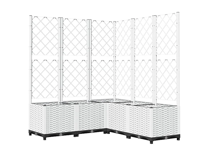 Floreira canteiro elevado floreira jardim terraço com treliça 120 x 120 x 136 cm PP branco 02_0038226
