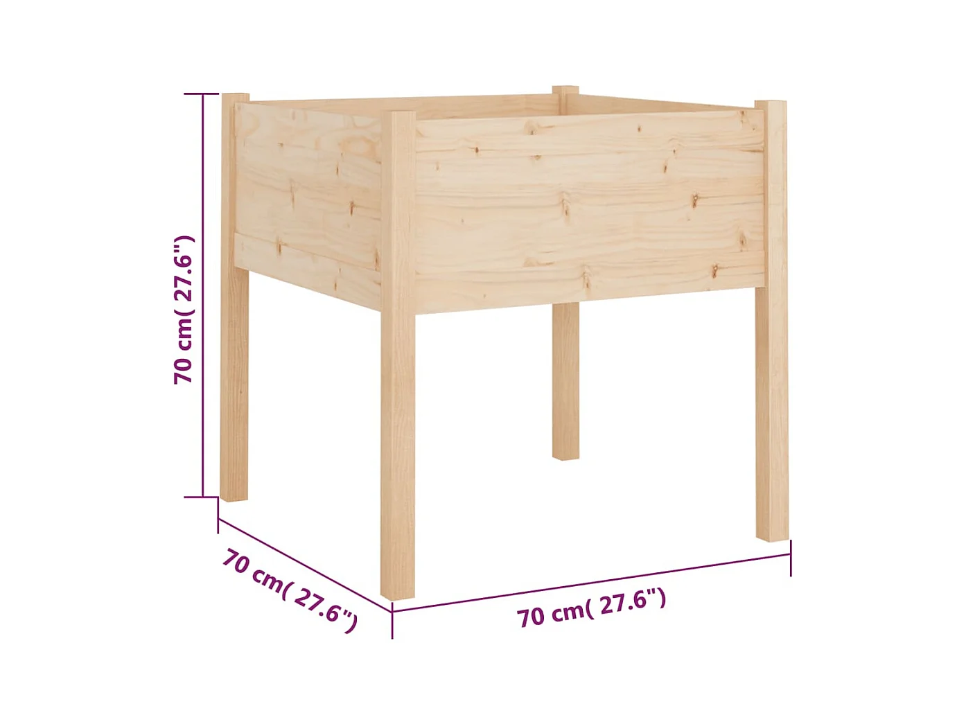 Jardinière bac lit surélevé bois marron 70 x 70 x 70 cm 02_0038560