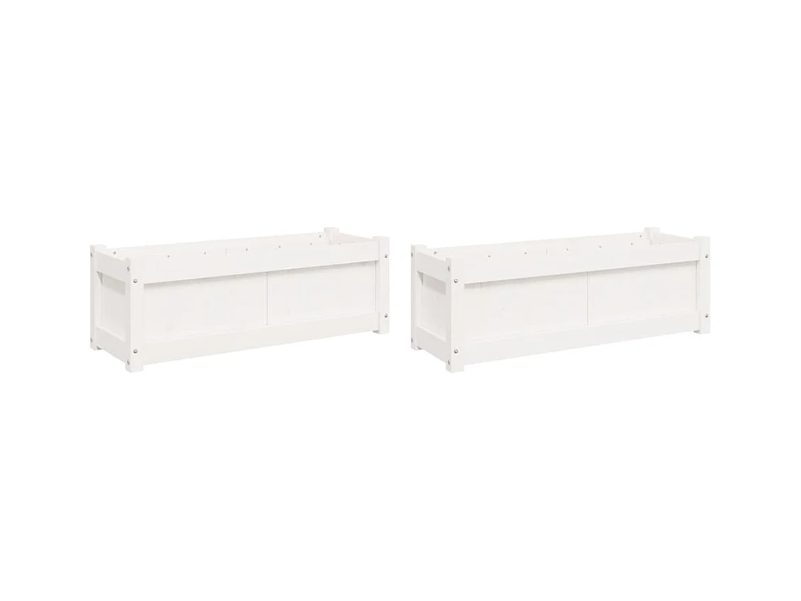 Vaso per fioriera aiuola rialzata piante fiori giardino terrazze set da 2 legno massello di pino bianco 02_0039036