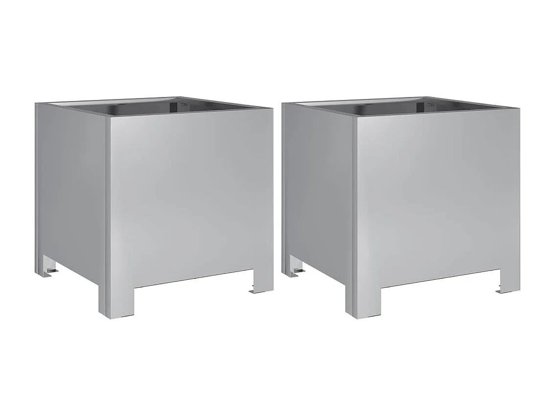 Fioriera rialzata per aiuole fioriere giardino terrazze set da 2 30 x 30 x 30 cm acciaio zincato argento 02_0038919