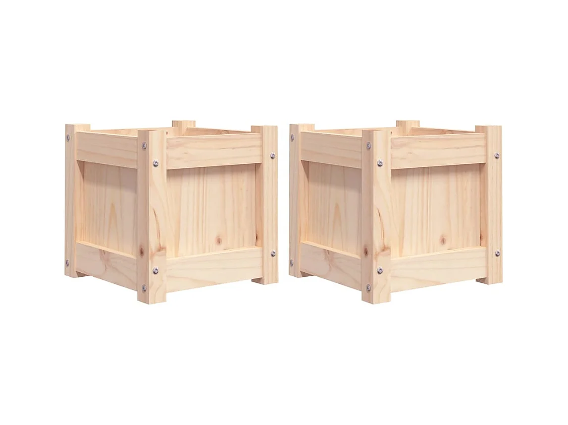 Vaso per fioriera aiuola rialzata piante fiori giardino terrazze set da 2 legno massello di pino marrone 02_0039044