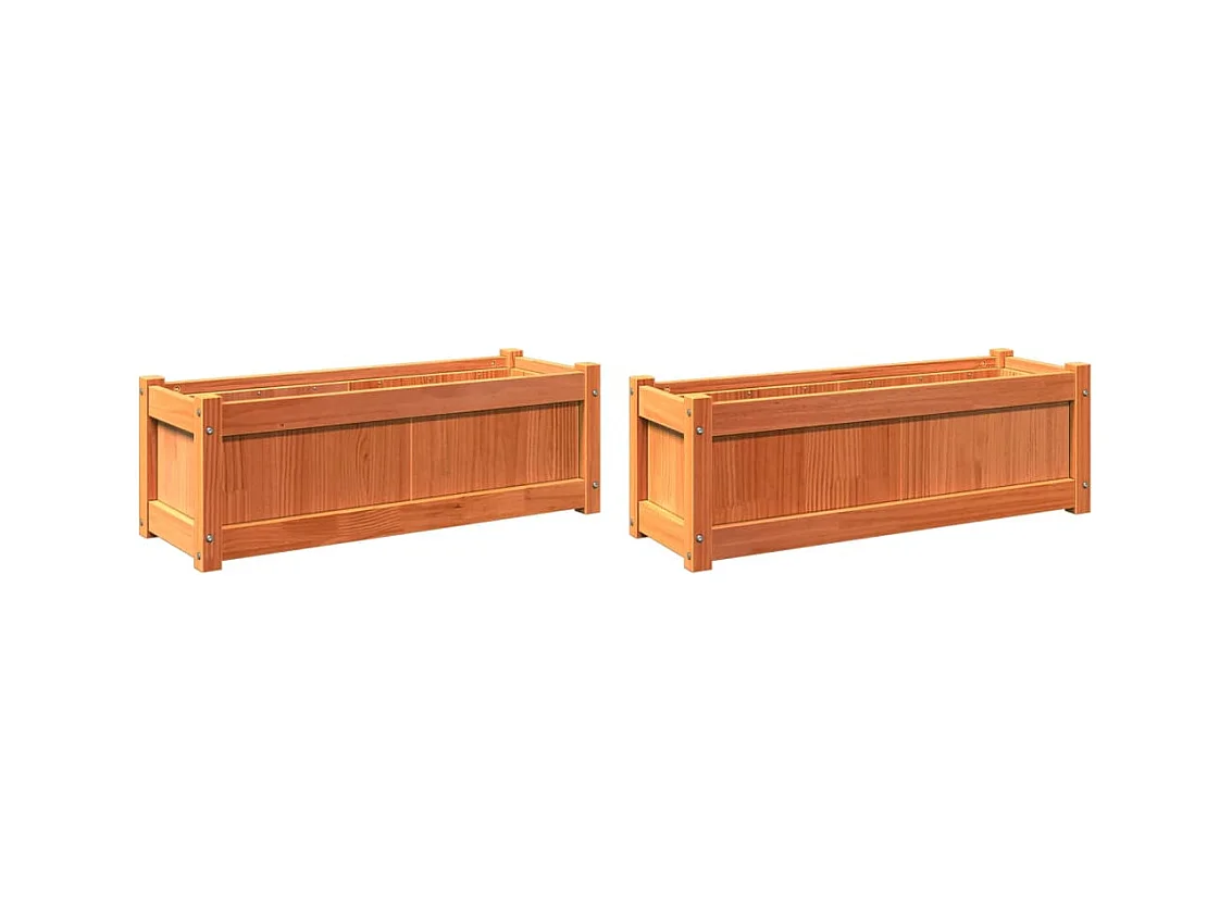 Vaso per fioriera aiuola rialzata piante fiori giardino terrazze set da 2 cera legno massello di pino marrone 02_0039066