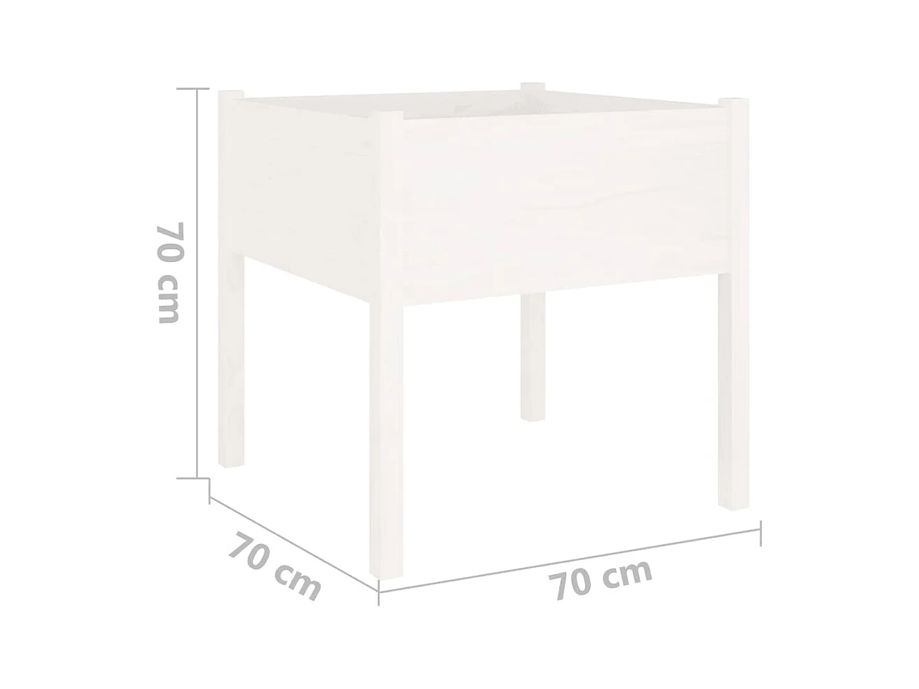 Jardinière bac lit surélevé bois blanche 70 x 70 x 70 cm 02_0039003