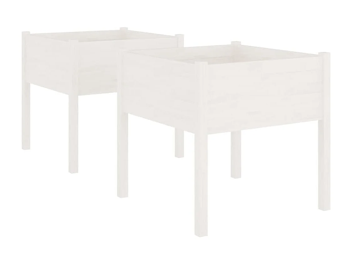 Jardinière bac lit surélevé bois blanche 70 x 70 x 70 cm 02_0039003