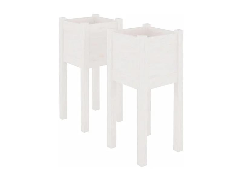 Jardinière bac lit surélevé bois blanche 31 x 31 x 70 cm 02_0038891