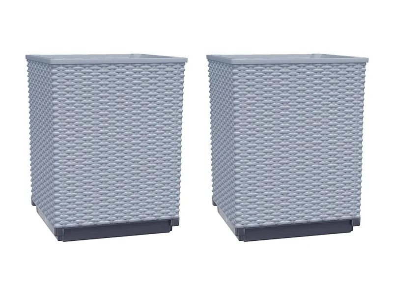 Bandeja para plantador, canteiro elevado, flores, terraços de jardim, conjunto de 2 transparentes 30 x 30 x 37 cm polipropileno cinza 02_0039069