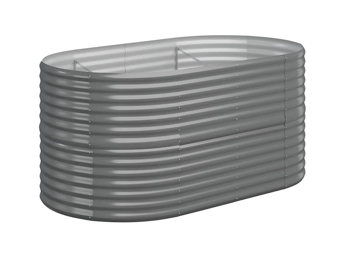 Fioriera rialzata per aiuola fioriere fioriere terrazza giardino giardino acciaio verniciato a polvere 152 x 80 x 68 cm grigio 02_0039586