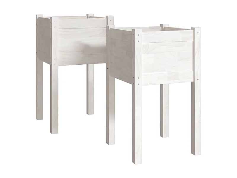 Jardinière bac lit surélevé bois blanche 40 x 40 x 70 cm 02_0038898