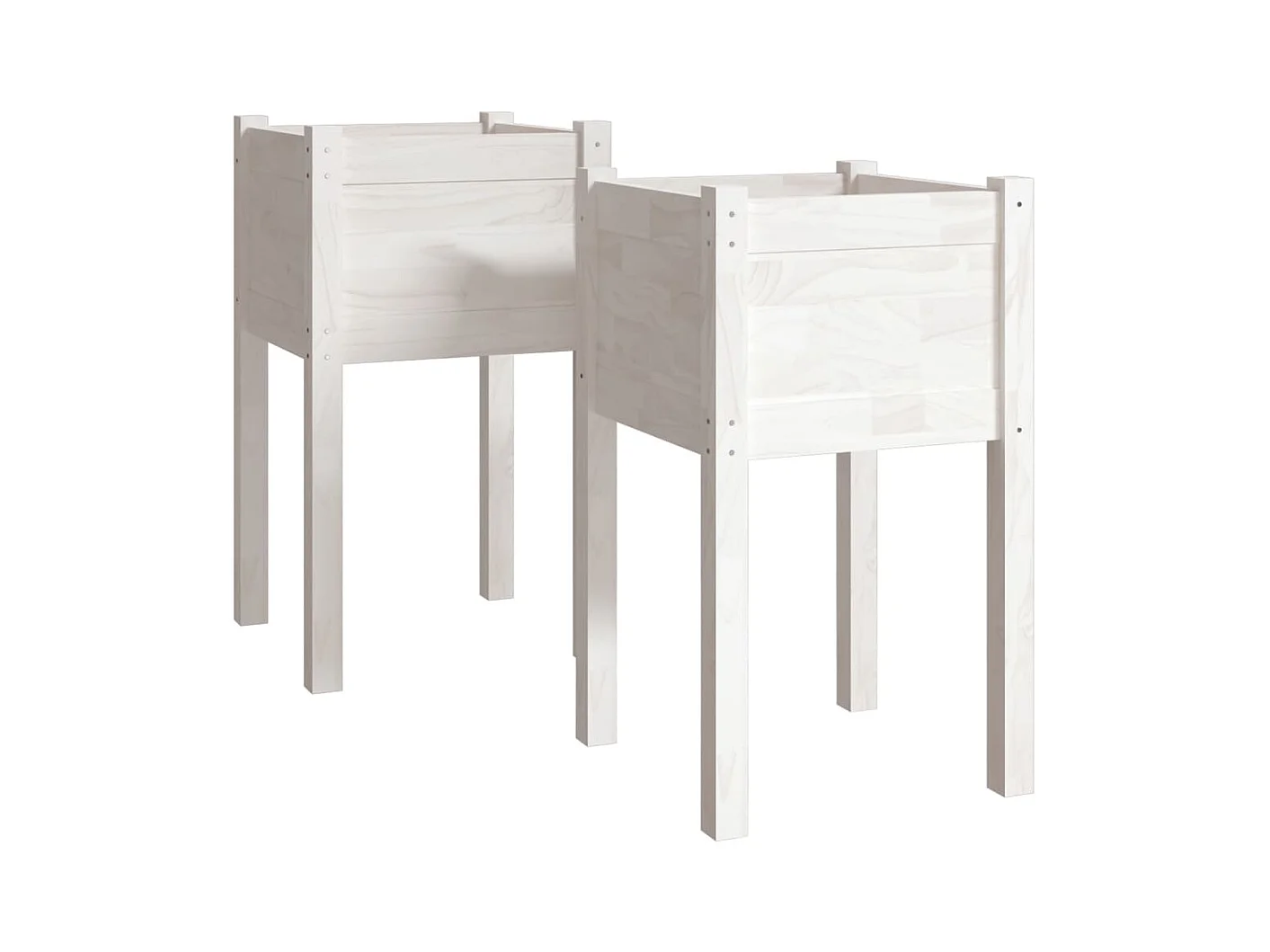 Plantador bandeja de cama elevada plantas flores jardim terraços ao ar livre conjunto de 2 40 x 40 x 70 cm madeira de pinho branco 02_0038898