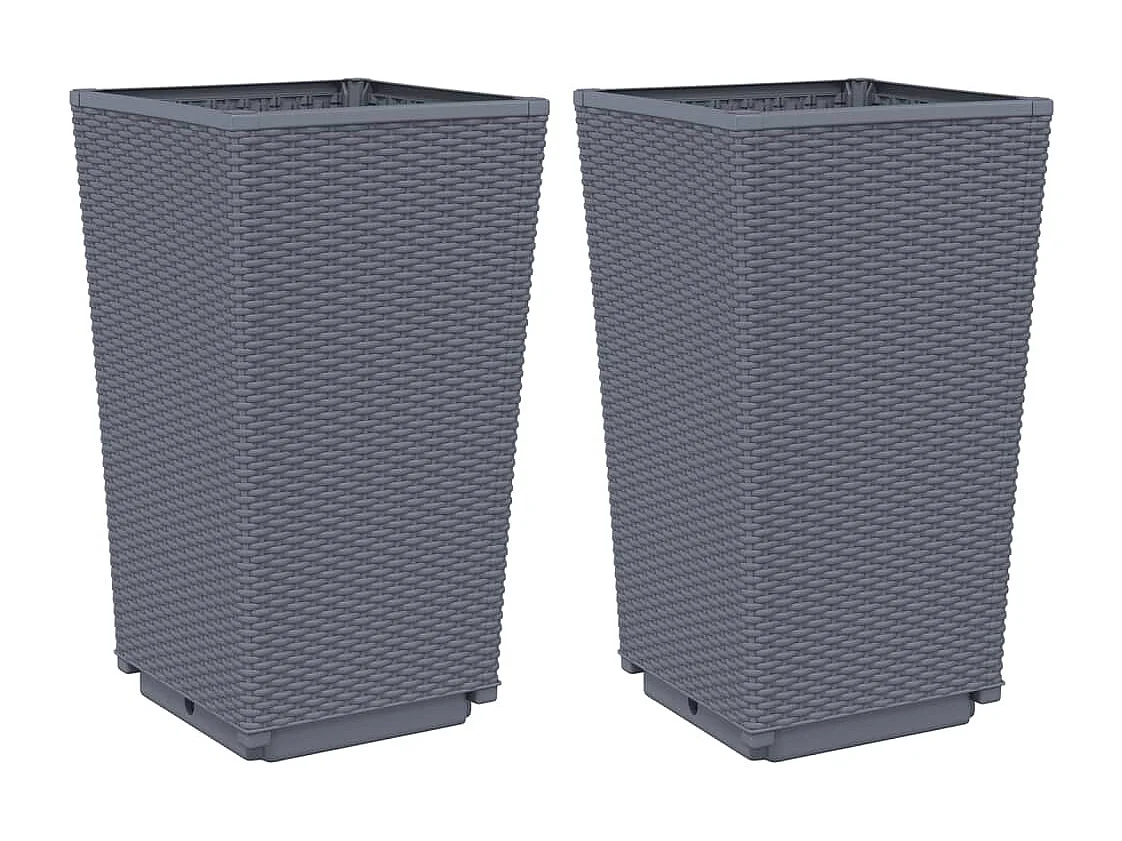 Macetero arriate elevado plantas flores jardín terrazas juego de 2 32,5 x 32,5 x 57 cm PP gris 02_0038938