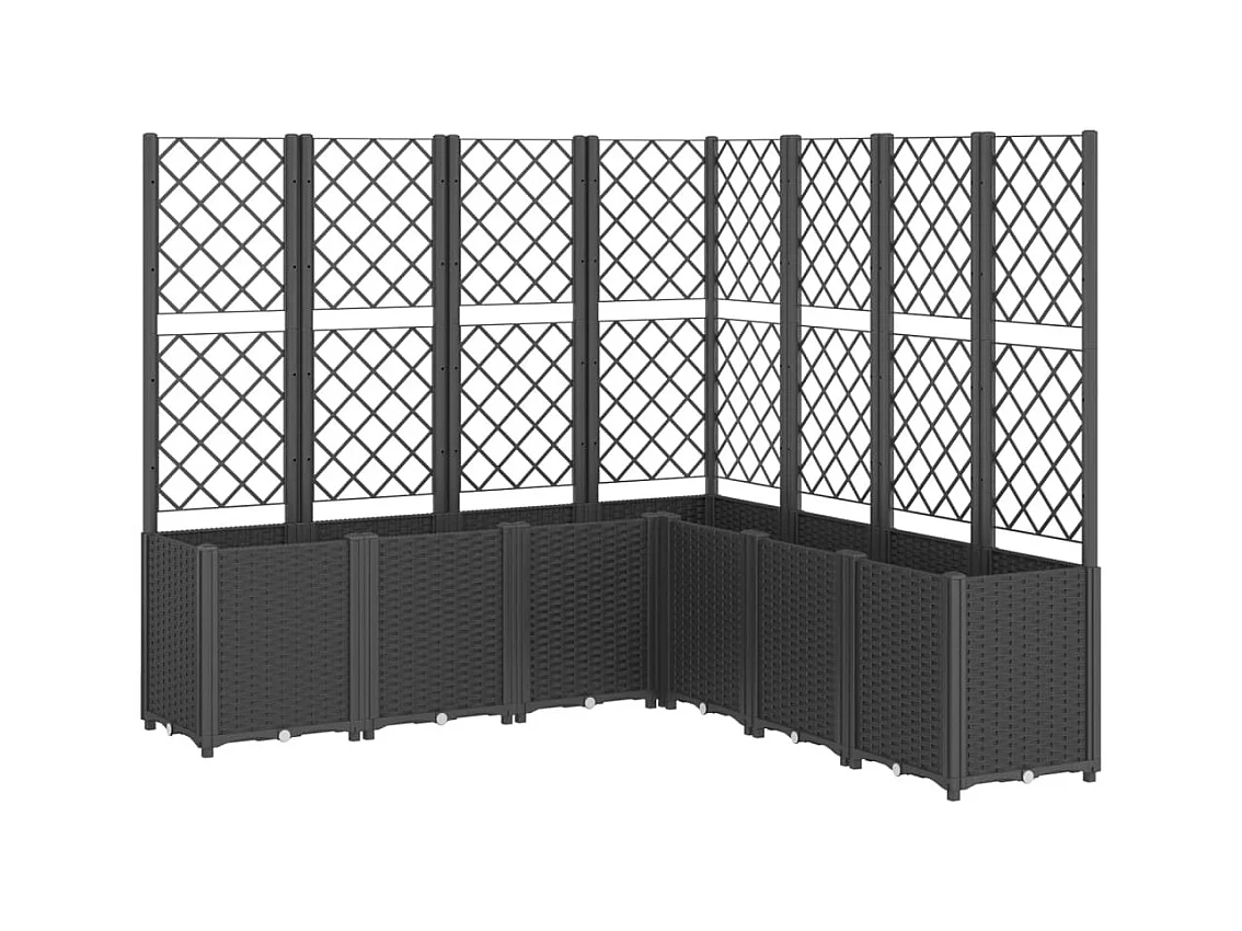 Fioriera rialzata per aiuola fioriera per terrazza giardino con traliccio 160 x 160 x 140 cm PP nero 02_0038261