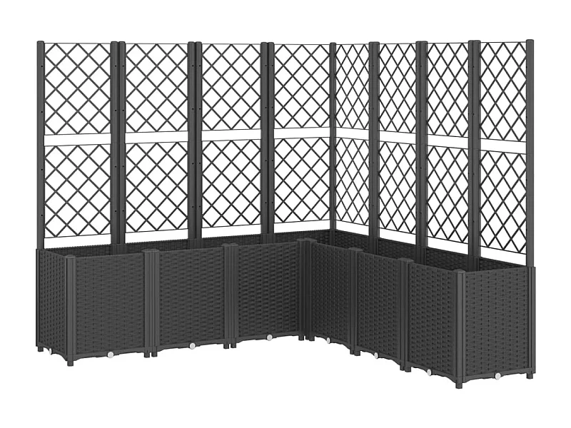 Jardinera elevada para plantas flores patio jardín con enrejado 160 x 160 x 140 cm PP negro 02_0038261