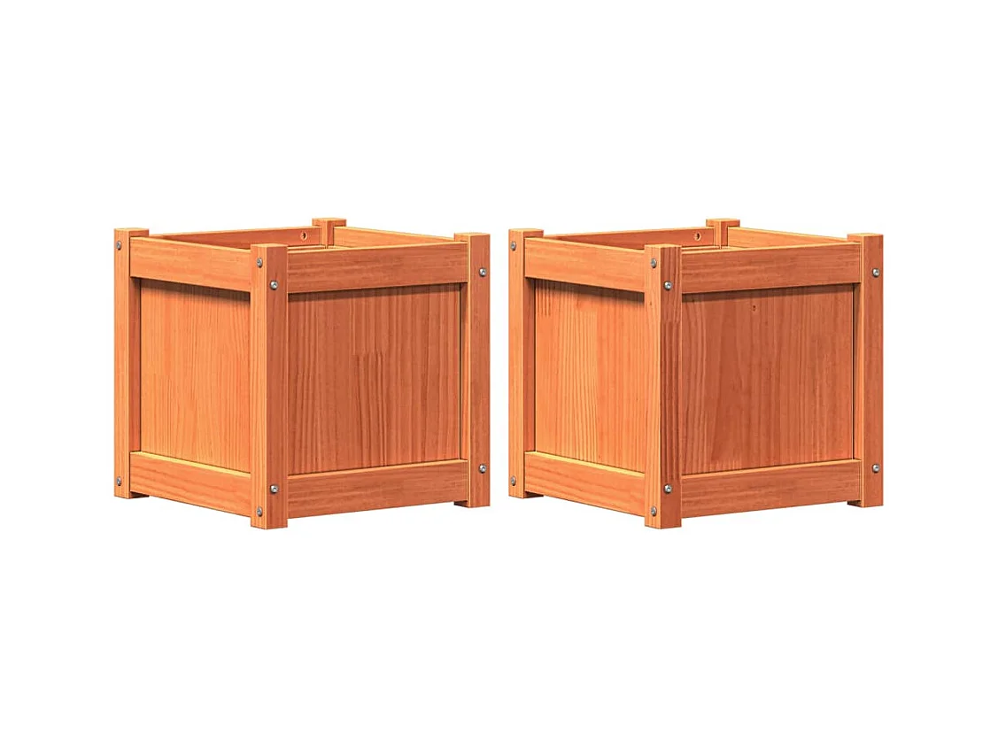 Vassoio per fioriera aiuola rialzata piante fiori giardino terrazze set da 2 cera legno massello di pino marrone 02_0039067