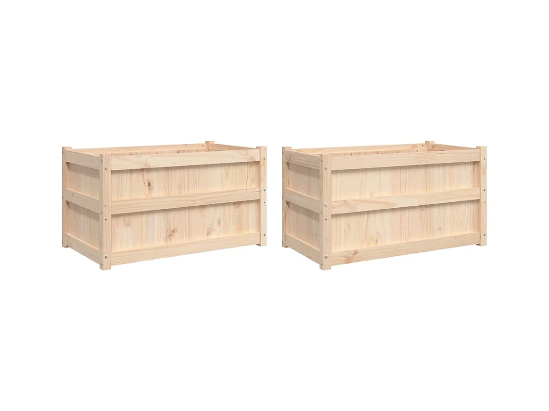 Vassoio per fioriera aiuola rialzata piante fiori giardino terrazze set da 2 legno massello di pino marrone 02_0039047