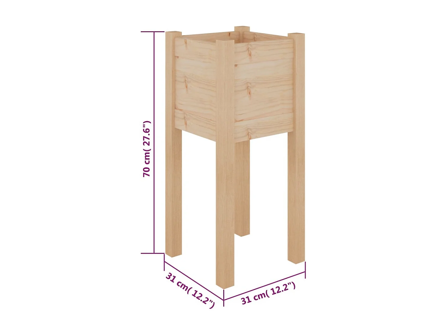 Jardinière bac lit surélevé bois marron 31 x 31 x 70 cm 02_0038894