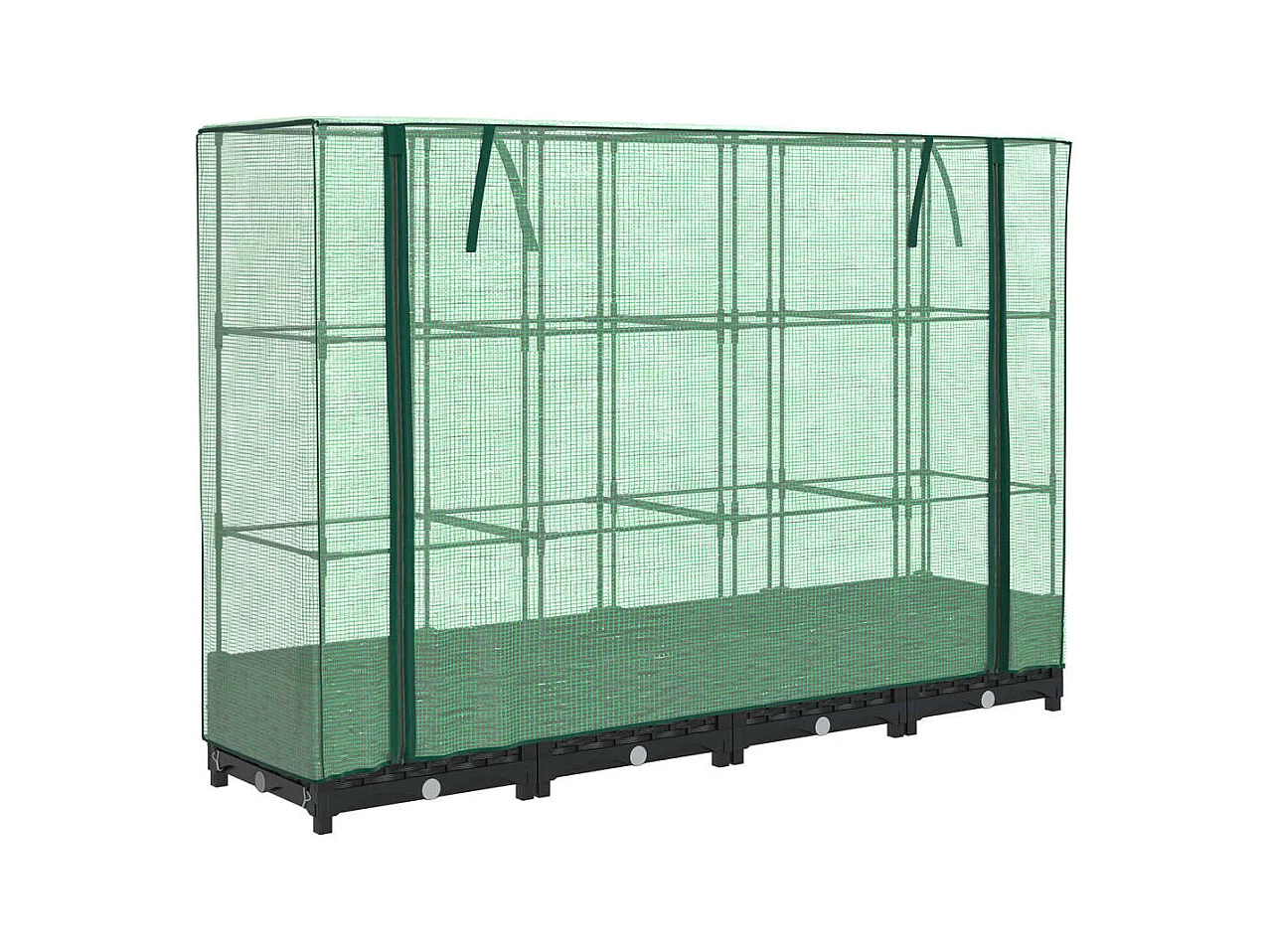 Fioriera rialzata per aiuola fioriera per terrazza giardino rialzato con copertura effetto rattan 160 x 40 x 123 cm nero 02_0038747