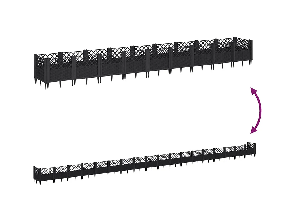 Jardinière bac lit surélevé noire 363 x 5 x 43 cm 02_0038196