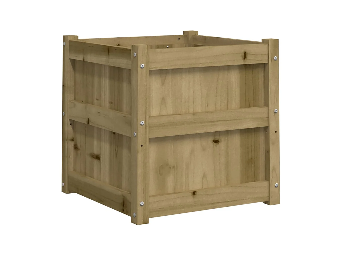 Vassoio per fioriera aiuola rialzata piante fiori terrazza giardino 50 x 50 x 50 cm legno di pino impregnato marrone 02_0037664