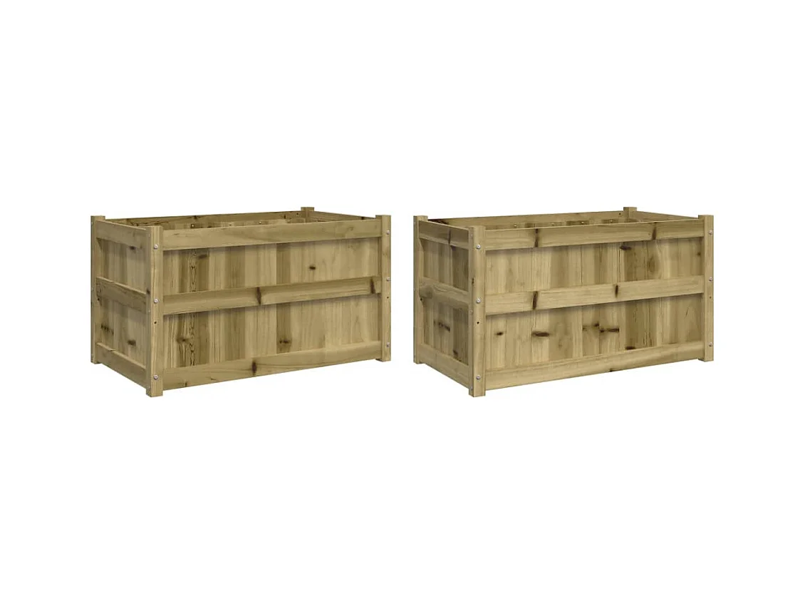 Vaso per fioriera aiuola rialzata piante fiori giardino terrazze set da 2 legno di pino impregnato marrone 02_0039032