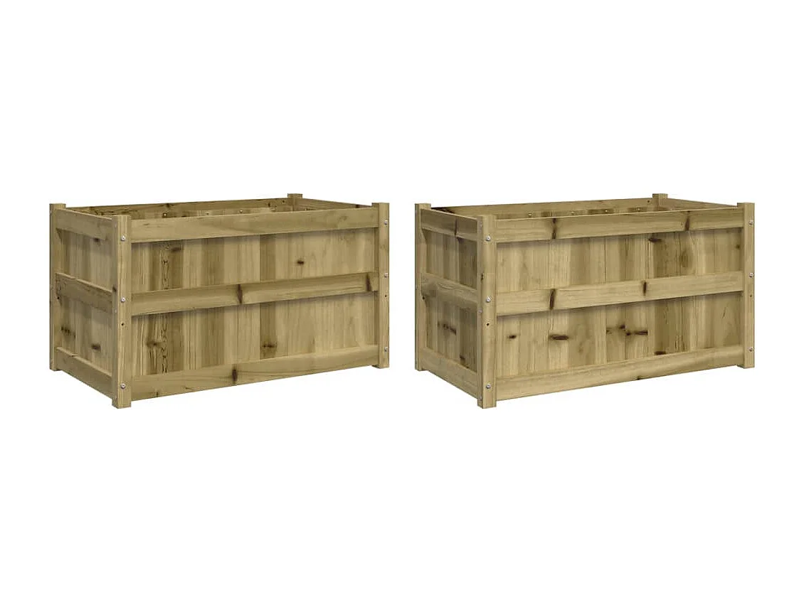 Vaso per fioriera aiuola rialzata piante fiori giardino terrazze set da 2 legno di pino impregnato marrone 02_0039032