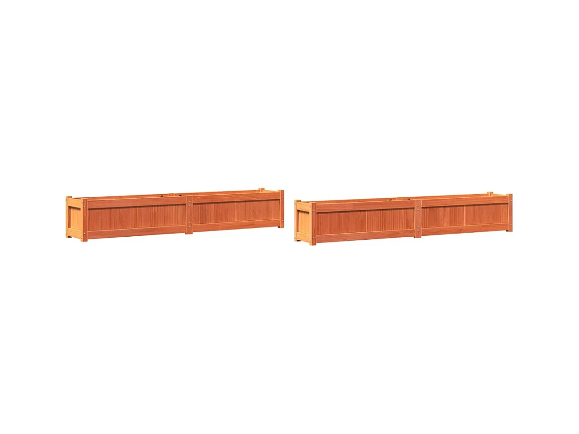 Vassoio per fioriera aiuola rialzata piante fiori giardino terrazze set da 2 cera legno massello di pino marrone 02_0039062