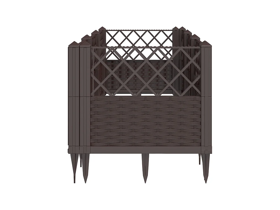 Floreira para canteiro elevado floreira para jardim de pátio com estacas 1235 x 435 x 435 cm PP marrom 02_0038183
