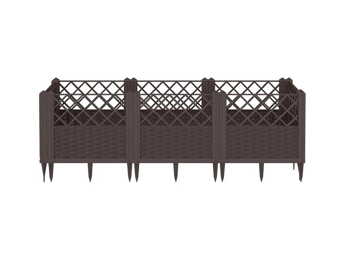 Floreira para canteiro elevado floreira para jardim de pátio com estacas 1235 x 435 x 435 cm PP marrom 02_0038183