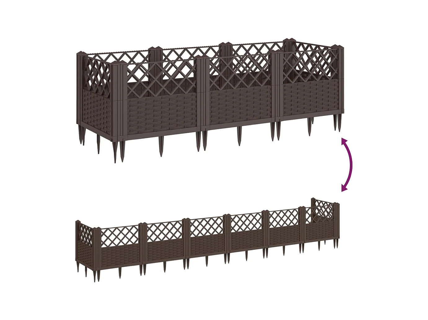 Floreira para canteiro elevado floreira para jardim de pátio com estacas 1235 x 435 x 435 cm PP marrom 02_0038183