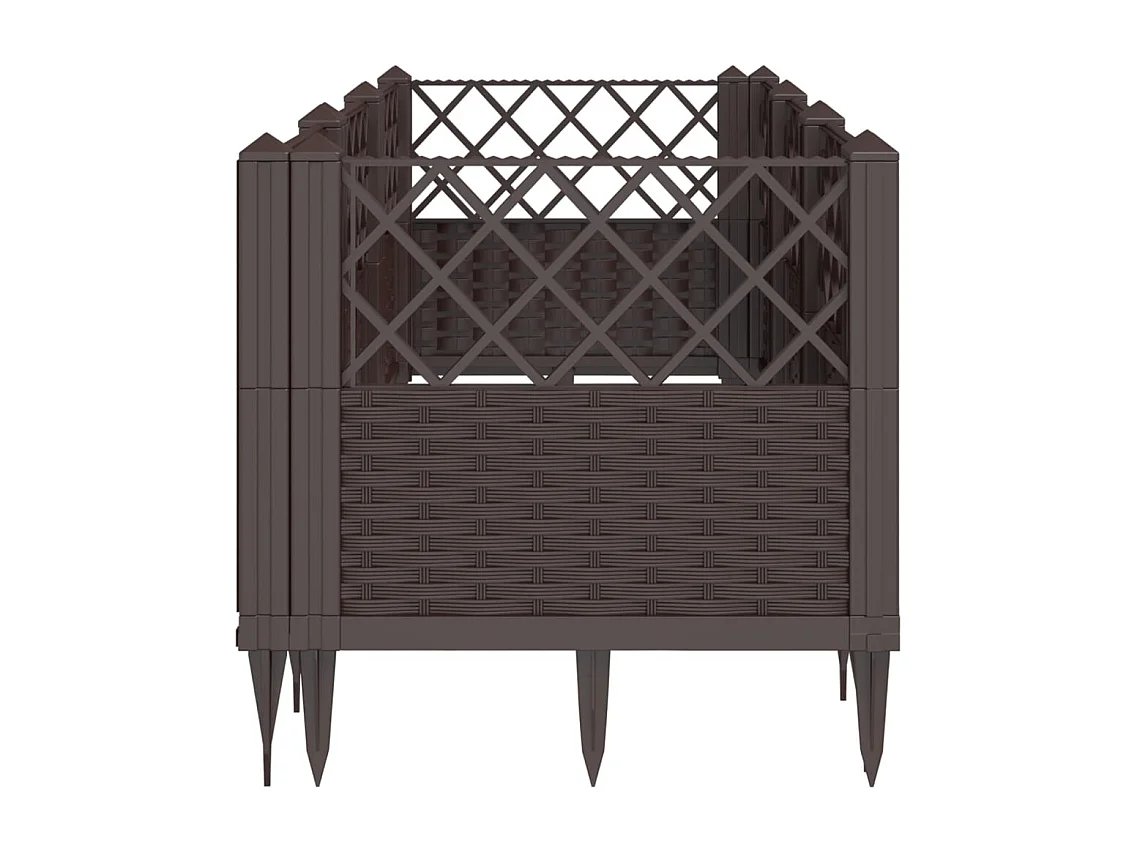 Floreira para canteiro elevado floreira para jardim de pátio com estacas 1235 x 435 x 435 cm PP marrom 02_0038183