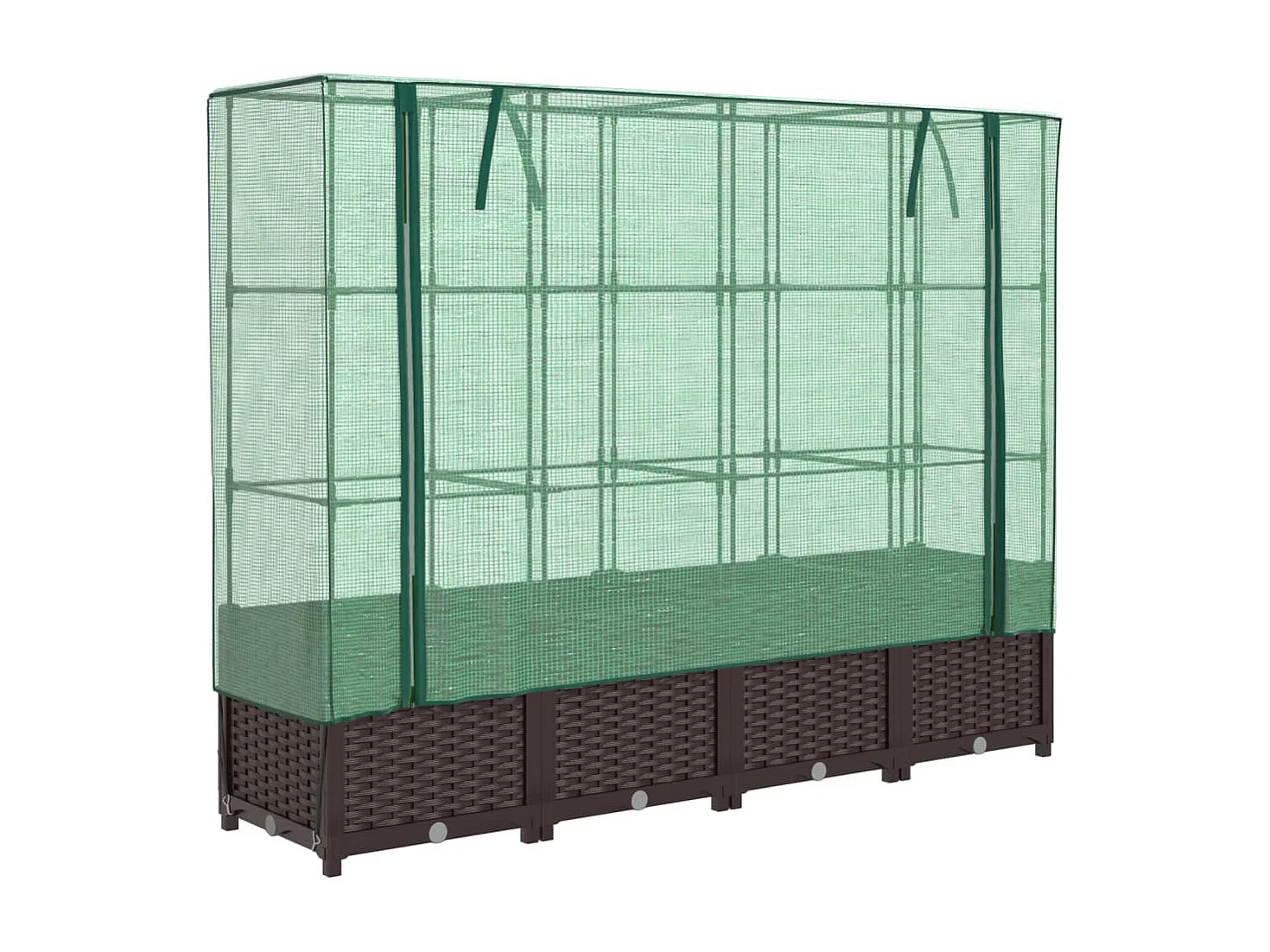 Fioriera rialzata per aiuola fioriera per terrazza giardino rialzato con copertura effetto rattan 160 x 40 x 138 cm Marrone 02_0038755