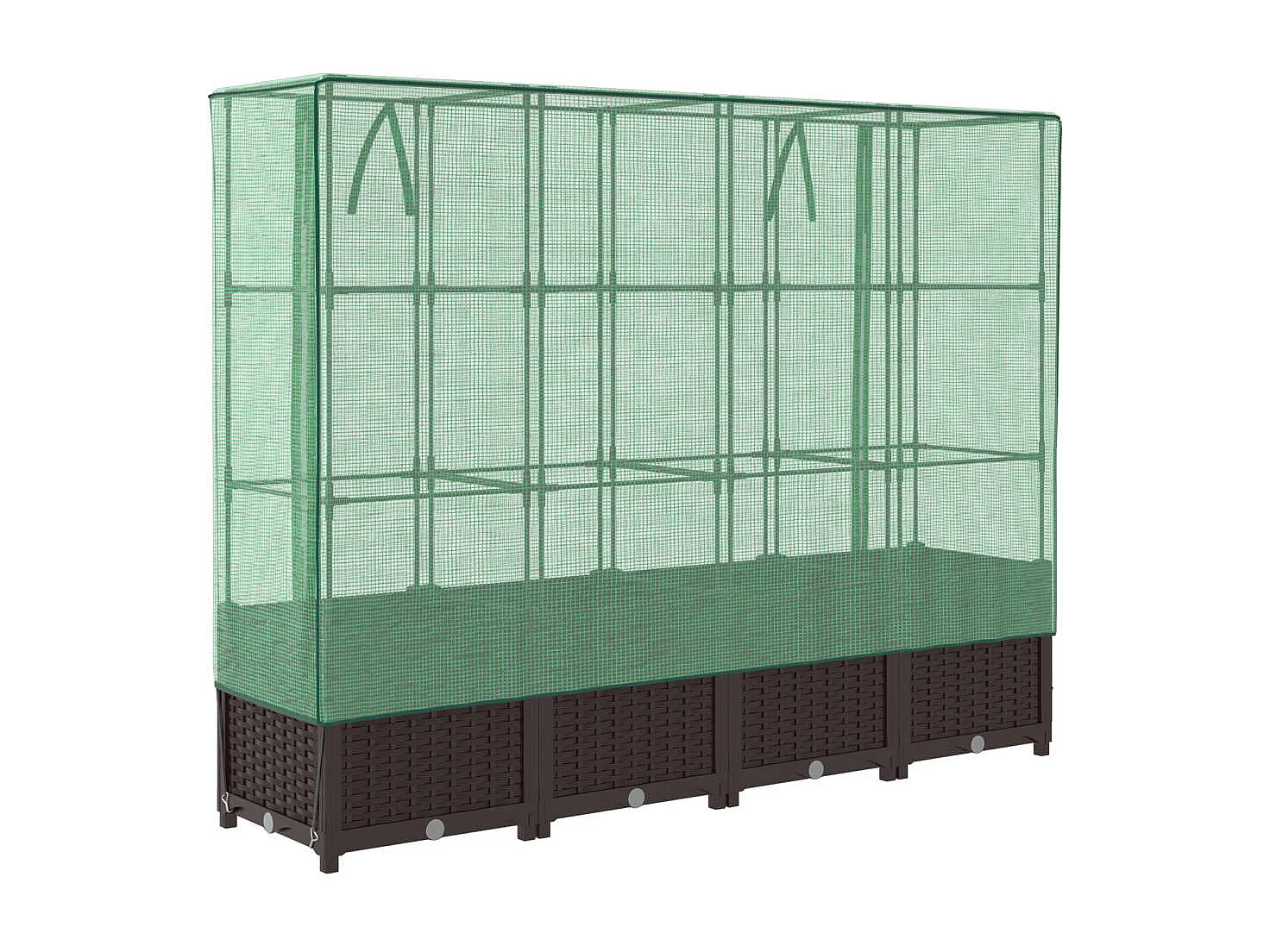 Fioriera rialzata per aiuola fioriera per terrazza giardino rialzato con copertura effetto rattan 160 x 40 x 138 cm Marrone 02_0038755