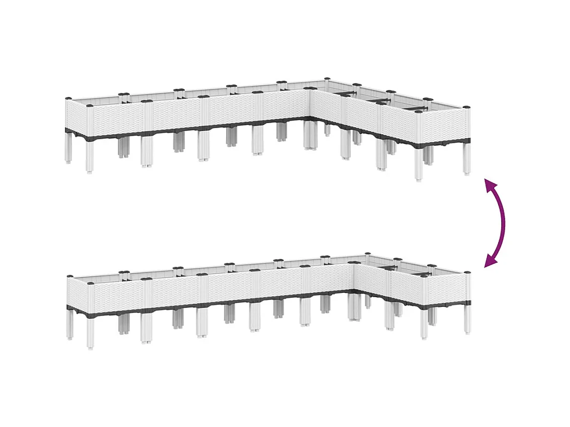 Jardinière bac lit surélevé blanche 200 x 160 x 42 cm 02_0038161