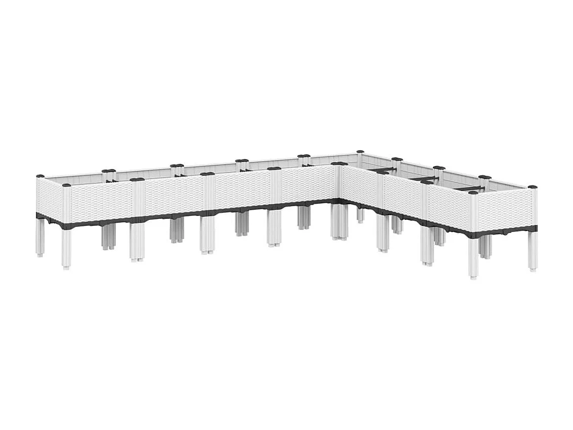 Jardinera elevada para terraza o jardín con patas 200 x 160 x 42 cm PP blanco 02_0038161