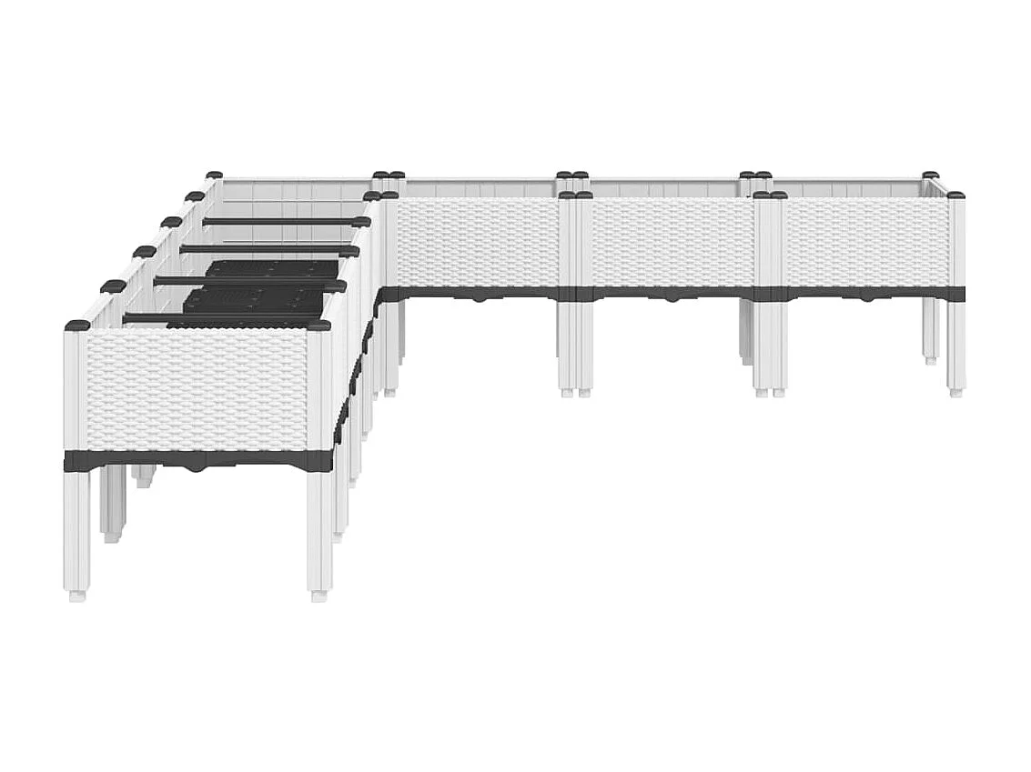 Jardinera elevada para terraza o jardín con patas 200 x 160 x 42 cm PP blanco 02_0038161