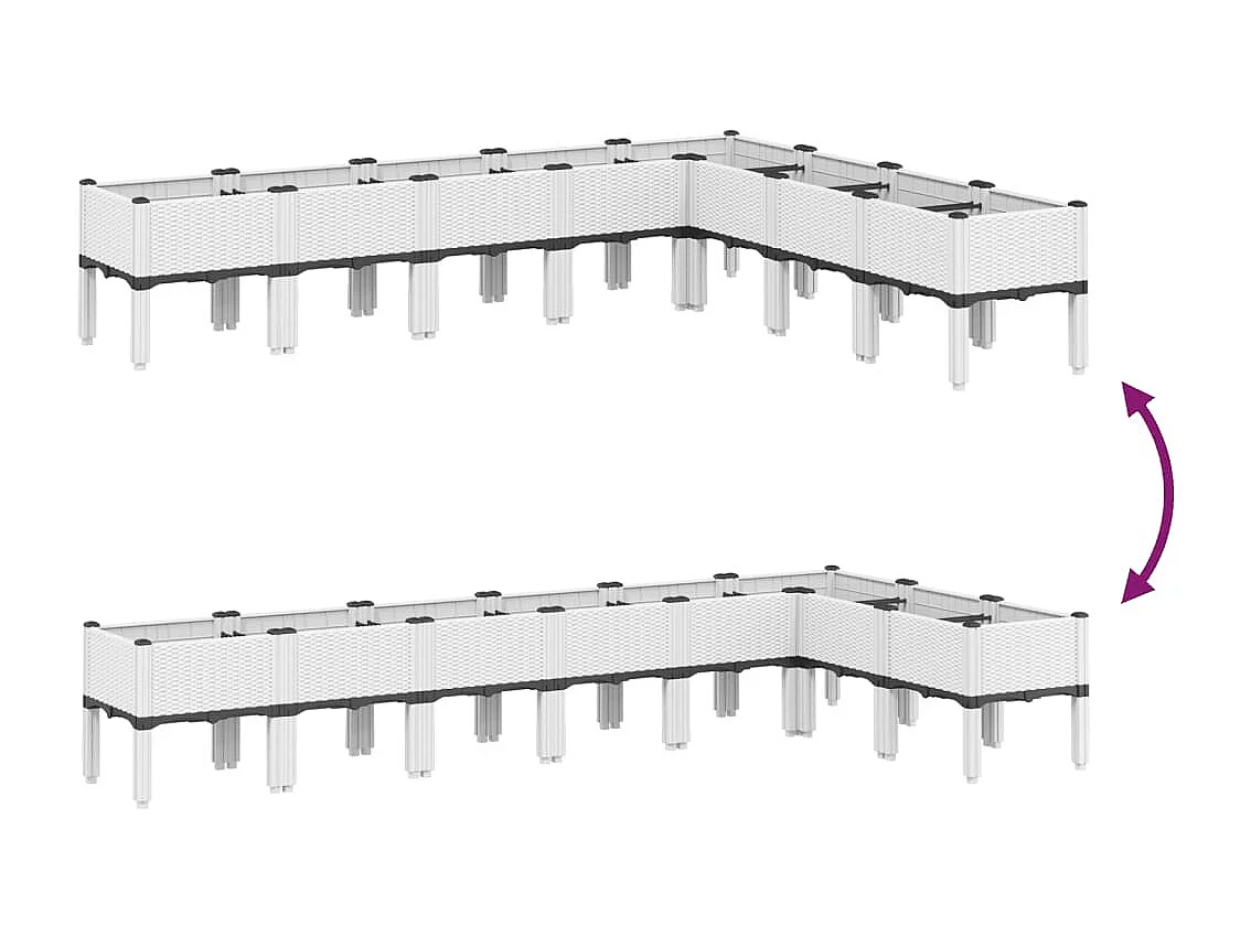 Jardinera elevada para terraza o jardín con patas 200 x 160 x 42 cm PP blanco 02_0038161
