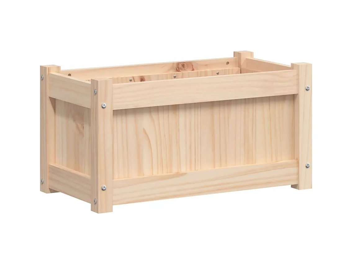 Macetero bancal elevado plantas flores terraza exterior jardín 60 x 31 x 31 cm madera maciza de pino marrón 02_0038556