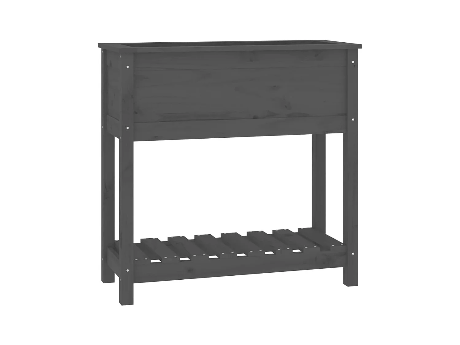 Fioriera rialzata per giardino e terrazza con ripiano 825 x 345 x 81 cm in legno massello di pino grigio 02_0038400