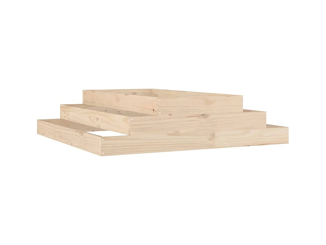 Fioriera rialzata per giardino e terrazza 110 x 110 x 27 cm in legno massello di pino marrone 02_0037307