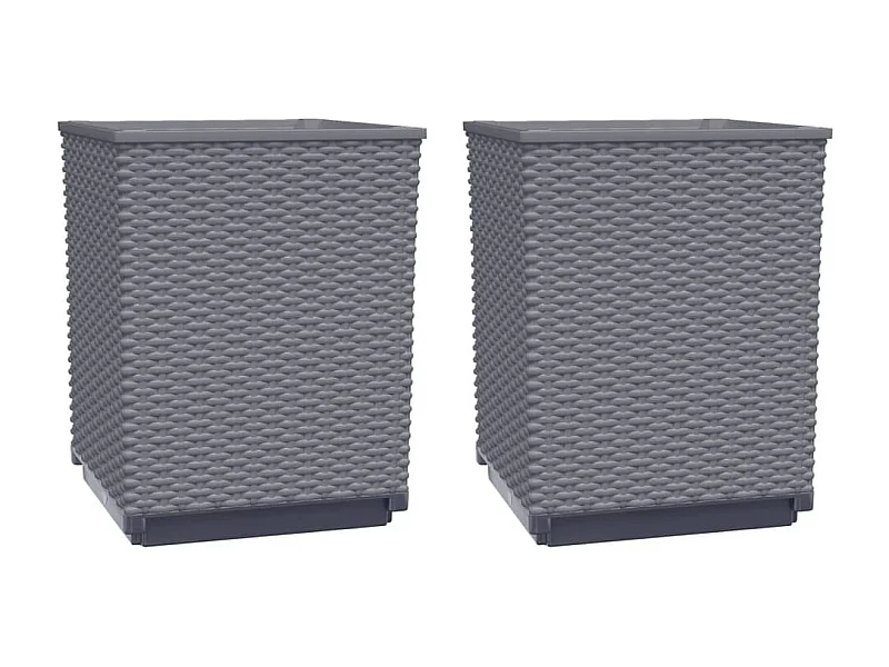 Bandeja para plantar plantas com canteiro elevado, flores, terraços de jardim, conjunto de 2 30 x 30 x 37 cm polipropileno cinza 02_0038924