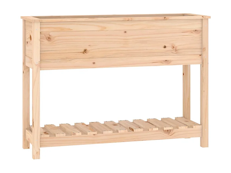 Fioriera rialzata per giardino terrazza con ripiano 1115 x 345 x 81 cm legno di pino massello marrone 02_0038381