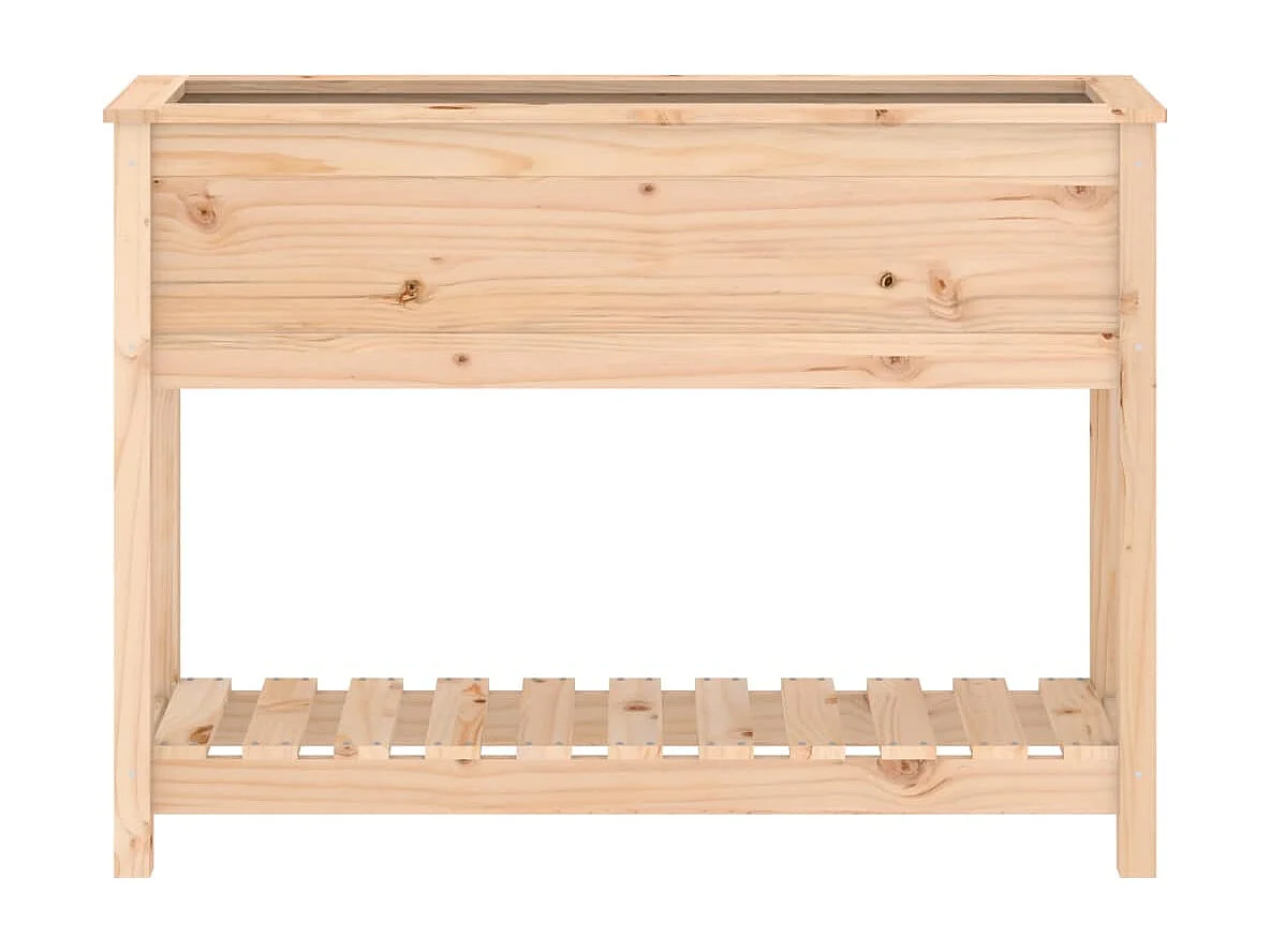 Fioriera rialzata per giardino terrazza con ripiano 1115 x 345 x 81 cm legno di pino massello marrone 02_0038381