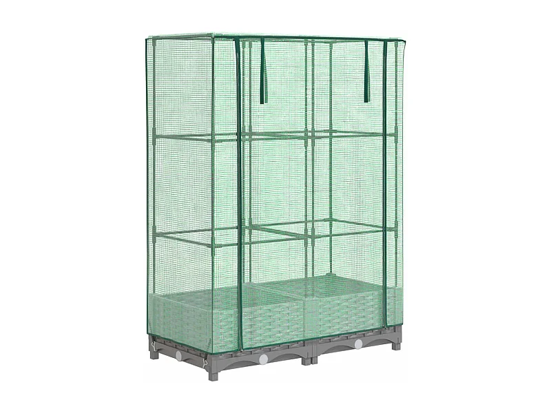 Fioriera rialzata per terrazza giardino rialzato con copertura effetto rattan 80 x 40 x 123 cm grigio chiaro 02_0038784