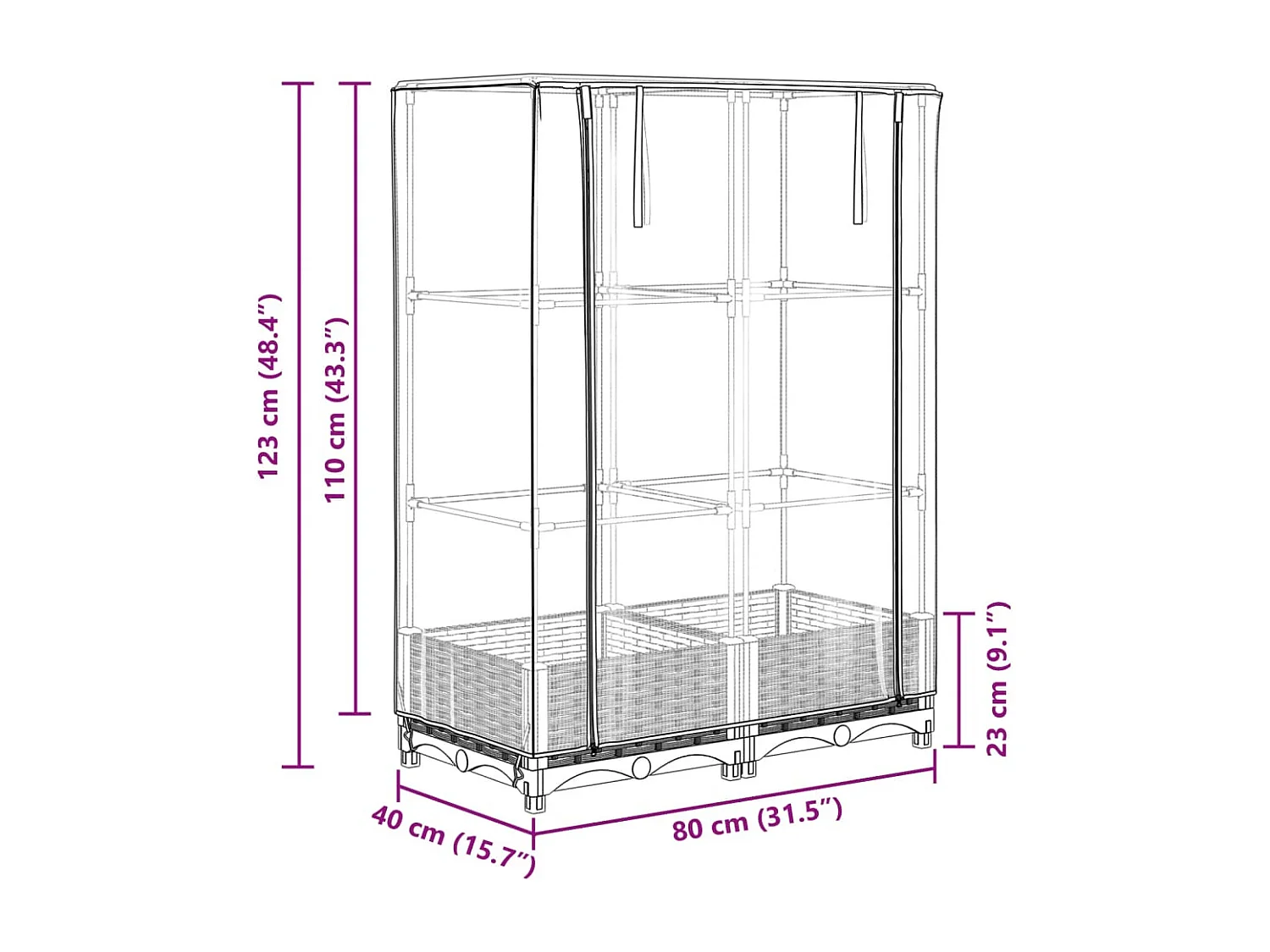 Jardinière bac lit surélevé grise 80 x 40 x 123 cm 02_0038784