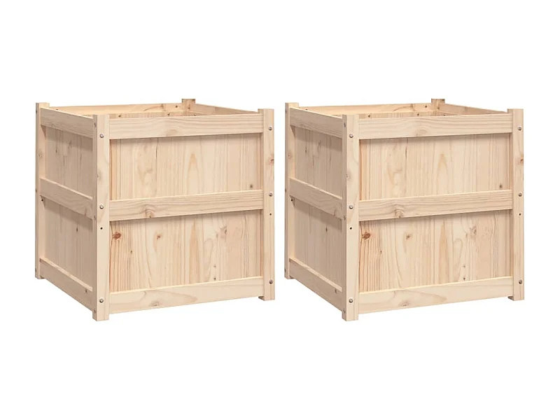 Macetero bancal elevado plantas flores jardín terrazas juego de 2 madera maciza de pino marrón 02_0039046