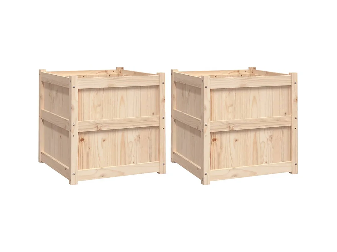 Vaso per fioriera aiuola rialzata piante fiori giardino terrazze set da 2 legno massello di pino marrone 02_0039046