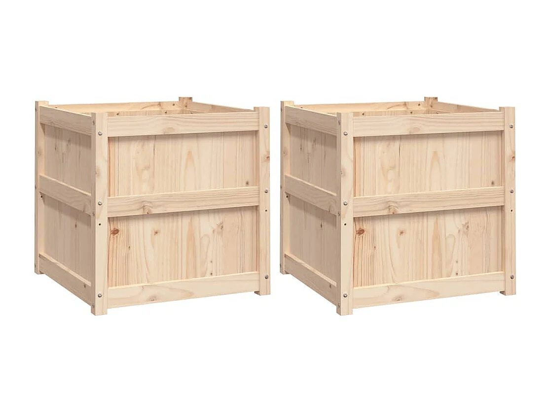 Vaso per fioriera aiuola rialzata piante fiori giardino terrazze set da 2 legno massello di pino marrone 02_0039046