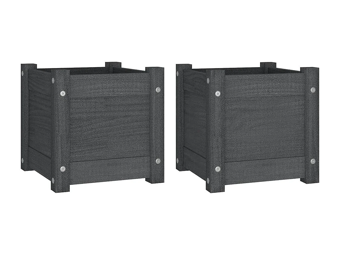 Macetero elevado bandeja plantas flores jardín exterior terrazas juego de 2 31 x 31 x 31 cm madera de pino gris 02_0038888